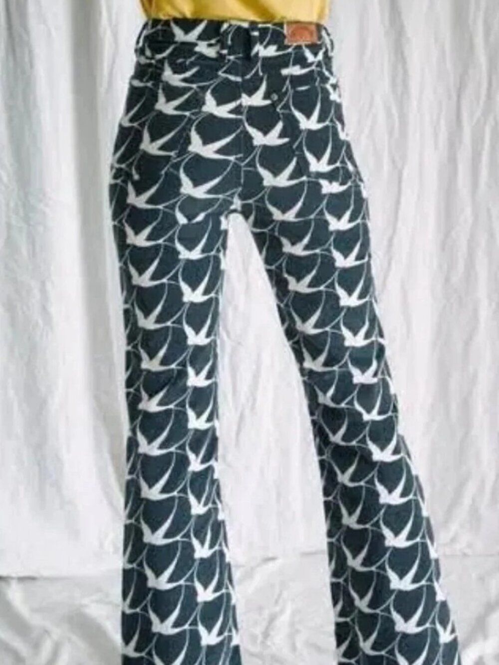 RVCA x Camille Rowe Corduroy Kick Flare Jeans (Swallow Print, Size 28)